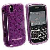 TPU Rubber Skin Case for Blackberry Tour 9630, Clear Purple Concentric Circ ....