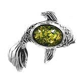 Baltic Green Amber Sterling Silver Little Museum Collection Fish Pin 19th Century