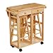 Premier Housewares Rubberwood Breakfast Set with Drop Leaf Trolley and 2 Round Stools, 3-Piece, 84 x 70 x 77 cm
