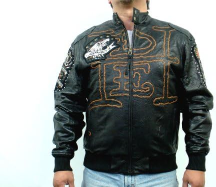 New Ed Hardy Avirex Men's Leather Jacket "Dead or Alive Racing" - Black