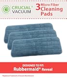 3 Rubbermaid Reveal 1M19 Mop Pads Fit All Spray Mops & Reveal Mops, Designed & Engineered by Crucial Vacuum