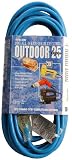 Coleman Cable 02367 25-Feet 16/3-Wire Gauge High Visibility and Low Temperature Outdoor Extension Cord, Blue