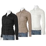 Glensport Lace Trimmed Long Sleeve Crinkle Blouse
