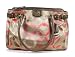Coach Khaki Coral Madison Metallic OP Art Gesso Kara Carryall Shoulder Bag 