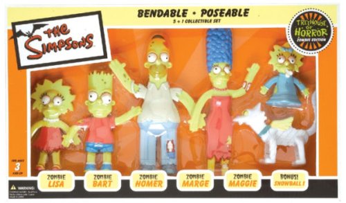 The Simpsons Zombie Simpsons Family Bendy Figures Set