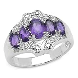 1.35 Carat Genuine Amethyst Sterling Silver Ring