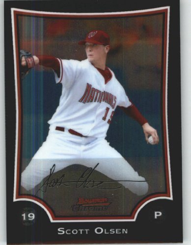 Scott Olsen - Washington Nationals - Bowman Chrome Baseball Card # 99 - MLB Baseball Trading Card in Protective Case