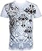 TG527T Cross,Sword and Shield Metallic Silver Embossed Short Sleeve Crew Neck Cotton Mens Fashion T-Shirt - White / X-Large