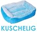 Weiches Hundebett BLAU - 55 x 42 x 13 cm - großes kuscheliges Bett für Hund & Katze - Schlafplatz