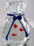 Murano Design Huge Mouthblown Glass 3 Fishes in Bag Heavy Sculpture K-028