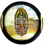 Simulated Leather Steering Wheel Cover with Embossed Design - Virgin of Guadalupe