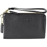Coach Pebbled Leather Double Corner Zip 64130 Black