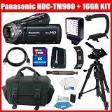 Panasonic HDC-TM900K HDCTM900 K 3 MOS 3D Compatible Camcorder with 32GB Internal Flash Memory (Black) + 16GB SDHC Memory + HDMI + Case + Camcorder Bracket + Video Light + Tripod + Deluxe Camcorder Case + More Accessory Kit