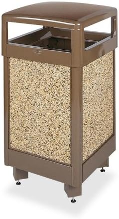 United Receptacle Litter Hinged-Top Receptacle - Square - 40" Height x 21" Width x 21" Depth - Steel - Brown