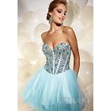 Terani Couture Junior Girls Size 2-16 Aqua Blue Jeweled Formal Dress