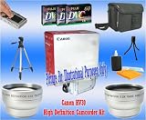 Canon HV30 High Definition Camcorder w/Telephoto & Wide Angle Lens + PRO ACCESSORY KIT