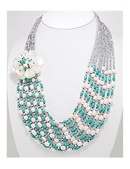 Flower Mother of Pearl Necklace In Sterling Silver