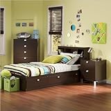 South Shore Cakao Kids Twin 3 Piece Bedroom Set with Bookcase Headboard in  ....