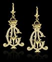 Christian Audigier Crystal Set Logo Earrings in 18k Gold Plate over Sterling Silver - Vermeil