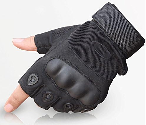 Syarin Tactical Military Gloves Protective Hard Knuckle Men Breathable Outdoor Fishing (Black, XL)