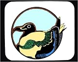 Decorated Mouse Pad with green, nesting, fowl, nest, orange, bird