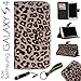 Yesoo Leather Wallet Case Cover with Aluminum Touch Pen and Silicone Key Chain for Samsung Galaxy S4 - Leopard Skin Pattern