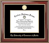 University of Tennessee at Martin Skyhawks - Gold Medallion - Mahogany Gold Trim - Diploma Frame