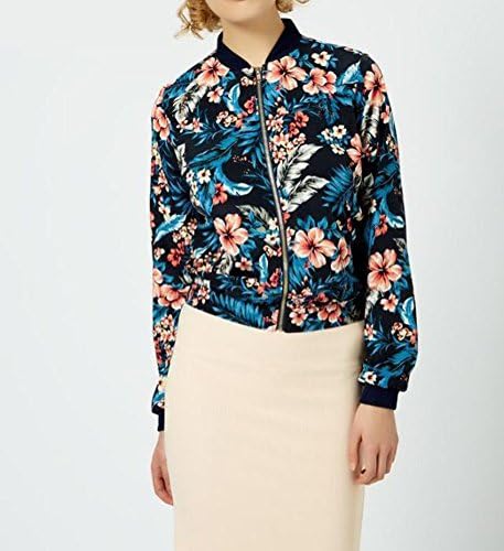 AngelClothing Women Fall Stand Collar Vintage Floral Slim Baseball Tops Jacket S Multicolour