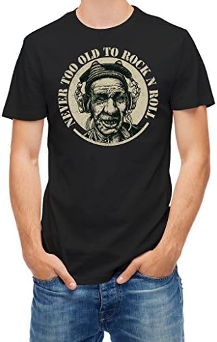 Tshirt Rock n Roll elderly man with headphones Black XXL
