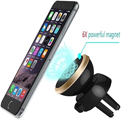 Car Mount, 360°Rotation Universal Air Vent Magnetic Car Mount Phone Holder for Cellphones like Galaxy S7 S6/s6 Edge S5 S4,iPhone 6 6 Plus 6s 6s Plus, 5s 5c 5 4s （Gold）