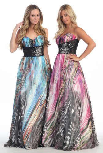Strapless Printed Prom Dress Long Gown #2766