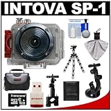 Intova Sport Pro Waterproof HD Sports Video Camera Camcorder with Suction Cup & Sports Bar Mounts + 16GB Card + Case + Flex Tripod + Accessory Kit for Professional & Enthusiast Motorsports, Auto Racing & Motorcycles