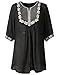 Lanmo Women Linen Shirts Embroidered Tunic Peasant Tops