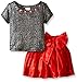 Youngland Girls' 2 Piece Novelty Sparkle Knit Top and Satin Skirt