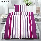 Bettw�sche Bettgarnitur Microfaser 3-teilig "Barbara", Doppelbettgr�sse, 1x Bettbezug 200x200 und 2x Kissenbezug 80x80, weiss, lila, pink*