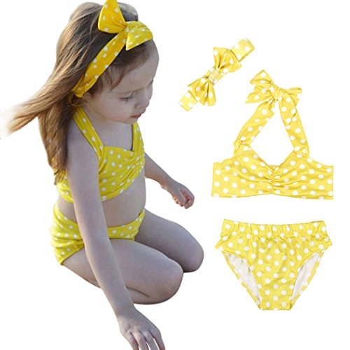 EITC Cute Little Girls Polka Dots Bow Bikini Set Swimsuit Bathing Suit Beachwear