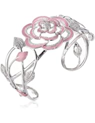 Sterling Silver Diamond-Accent Rose Cuff Bracelet