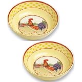 2 Country Rooster Chicken Kitchenware Serving Bowls by Jed Mart