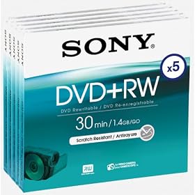 Sony 8cm DVD+RW 1.4GB single sided 30 min camcorder discs - Pack 5