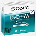 Sony 8cm DVD+RW 1.4GB single sided 30 min camcorder discs - Pack 5