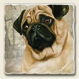 Coaster Set ~ Pug Dog ~ 4 Tumbled Stone Drink Coasters