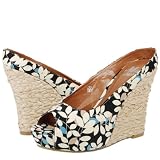 Vanity3 Leaf Straw Espadrille Wedge Pump BLACK