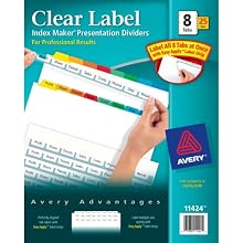 Avery Index Maker Clear Label Dividers, Easy Apply Label Strip, 8-Tab, Multi-Color, 25 Sets (11424)