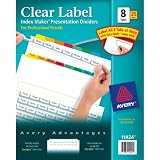 Avery Index Maker Clear Label Dividers, Easy Apply Label Strip, 8-Tab, Multi-Color, 25 Sets (11424)