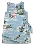 Plumeria Island Mock Wrap Hawaiian Aloha Sarong Tank Dress - Small and Young Girl Size