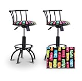 2 24"-29" Colorful Tiki Seat Black Adjustable Specialty / Custom Barstools  ....