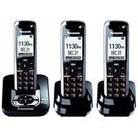 Panasonic DECT 6.0 3-Handset Expandable Digital Cordless Phone with Answering System and ChoiceMail (KX-TG7433B) (Black)