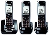 Panasonic DECT 6.0 3-Handset Expandable Digital Cordless Phone with Answering System and ChoiceMail (KX-TG7433B) (Black)
