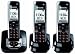 Panasonic DECT 6.0 3-Handset Expandable Digital Cordless Phone with Answering System and ChoiceMail (KX-TG7433B) (Black)