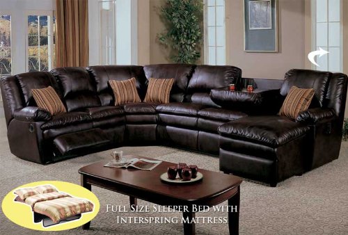 5pcs Sectional Leather Full Bed Recliner Sofa BQ-S089P1